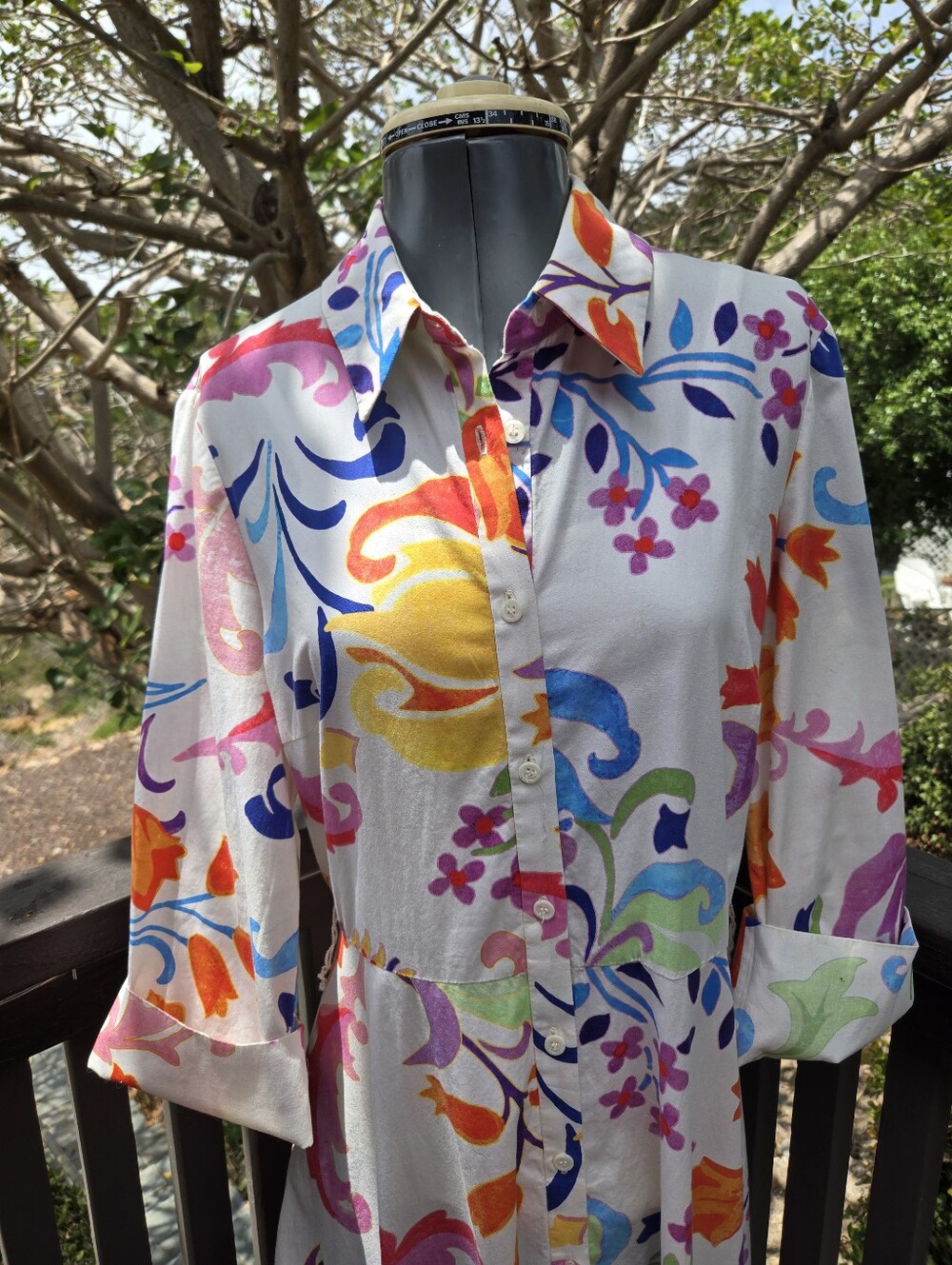 Vibrant Zara Summer Floral Button-Down Shirt Dress Size 10 - Picture 9 of 9